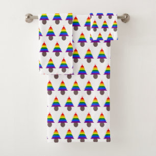Lesbians Rainbow Christmas Tree Gemustert Badhandtuch Set
