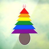 Lesbians Rainbow Christmas Tree Window Cling Fensteraufkleber (Blatt 3)