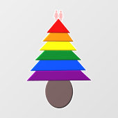 Lesbians Rainbow Christmas Tree Window Cling Fensteraufkleber (Blatt)