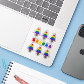 Lesbians Rainbow Weihnachtsbaum und Geschenke Aufkleber (Laptop mit iPhone)