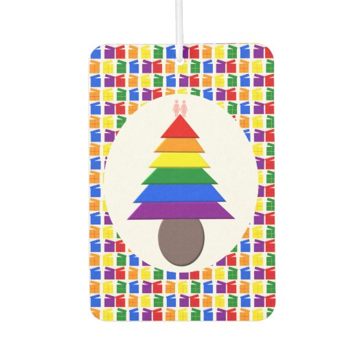 Lesbians Rainbow Weihnachtsbaum und Geschenke Autolufterfrischer (Vorderseite)