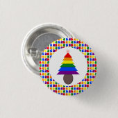 Lesbians Rainbow Weihnachtsbaum und Geschenke Button (Vorne & Hinten)
