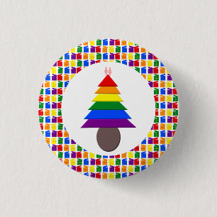 Lesbians Rainbow Weihnachtsbaum und Geschenke Button