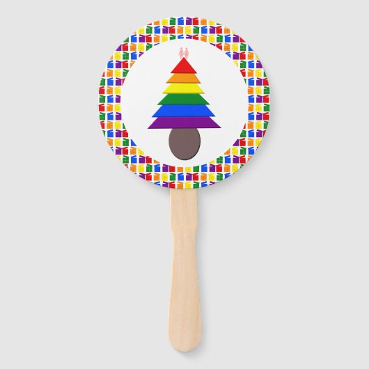 Lesbians Rainbow Weihnachtsbaum und Geschenke Fächer (Vorderseite)