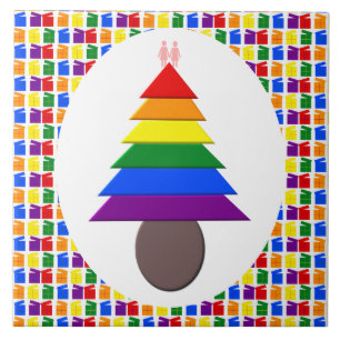 Lesbians Rainbow Weihnachtsbaum und Geschenke Fliese