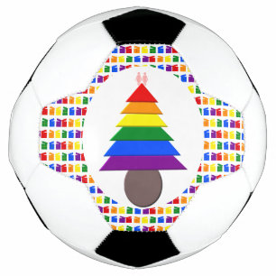Lesbians Rainbow Weihnachtsbaum und Geschenke Fußball
