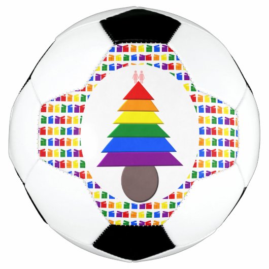Lesbians Rainbow Weihnachtsbaum und Geschenke Fußball (Vorderseite)