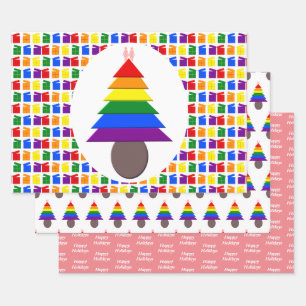 Lesbians Rainbow Weihnachtsbaum und Geschenke Geschenkpapier Set