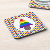 Lesbians Rainbow Weihnachtsbaum und Geschenke Getränkeuntersetzer (Linke Seite)