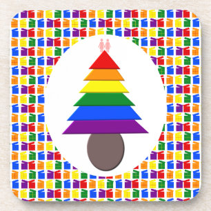 Lesbians Rainbow Weihnachtsbaum und Geschenke Getränkeuntersetzer