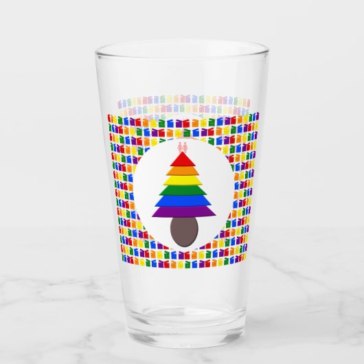 Lesbians Rainbow Weihnachtsbaum und Geschenke Glas (Vorderseite)