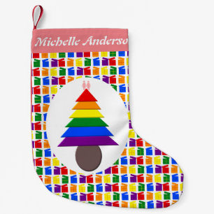 Lesbians Rainbow Weihnachtsbaum und Geschenke Kleiner Weihnachtsstrumpf