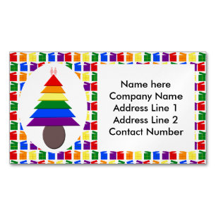 Lesbians Rainbow Weihnachtsbaum und Geschenke Magnetische Visitenkarte