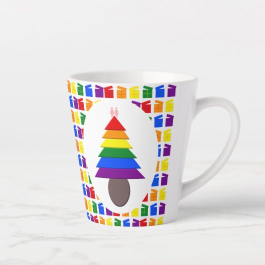 Lesbians Rainbow Weihnachtsbaum und Geschenke Milchtasse (Rechts)