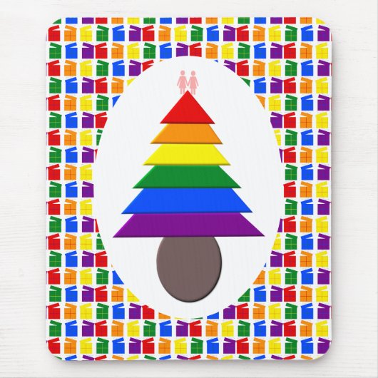 Lesbians Rainbow Weihnachtsbaum und Geschenke Mousepad (Vorne)
