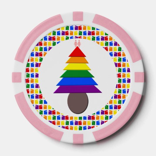 Lesbians Rainbow Weihnachtsbaum und Geschenke Pokerchips (Vorderseite)