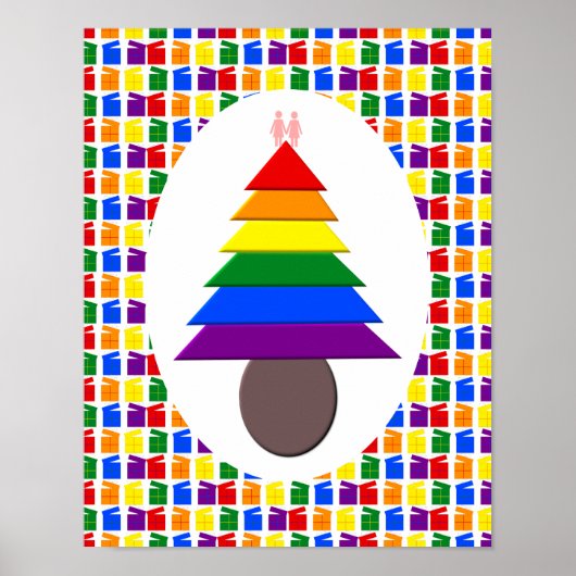 Lesbians Rainbow Weihnachtsbaum und Geschenke Poster (Vorne)