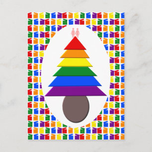 Lesbians Rainbow Weihnachtsbaum und Geschenke Postkarte