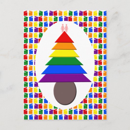 Lesbians Rainbow Weihnachtsbaum und Geschenke Postkarte (Vorderseite)