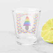 Lesbians Rainbow Weihnachtsbaum und Geschenke Schnapsglas (Rückseite)