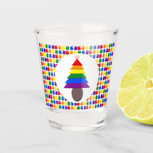 Lesbians Rainbow Weihnachtsbaum und Geschenke Schnapsglas