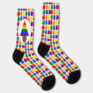 Lesbians Rainbow Weihnachtsbaum und Geschenke Socken