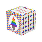 Lesbians Rainbow Weihnachtsbaum und Geschenke Würfel (Rückseite Schrägansicht)