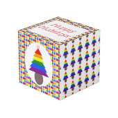 Lesbians Rainbow Weihnachtsbaum und Geschenke Würfel (Vorderseite Schrägansicht)