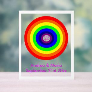 Lesbians Round Rainbow Custom Wedding Acrylschild