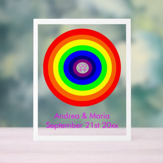 Lesbians Round Rainbow Custom Wedding Acrylschild (Neutral)