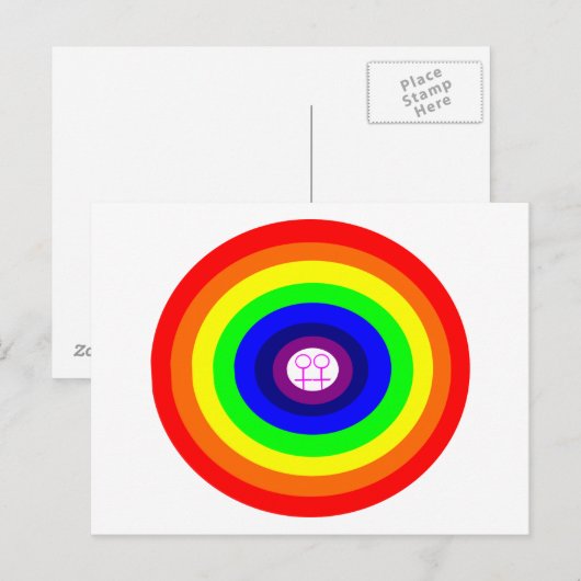 Lesbians Round Rainbow Postcard Postkarte (Vorne/Hinten)