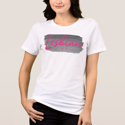 Lesbisch AF Lipstick Pink Tri-Blend Shirt (Vorderseite)
