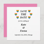 Lesbisch Gay LGBTQ Rainbow Heart Wedding Save The Date (Vorne/Hinten)