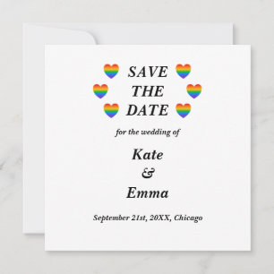 Lesbisch Gay LGBTQ Rainbow Heart Wedding Save The Date