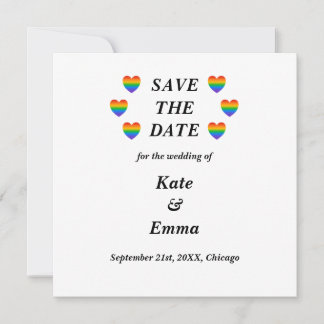 Lesbisch Gay LGBTQ Rainbow Heart Wedding Save The Date