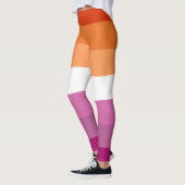 Lesbisch Orange Pink Fuchsia Weiß gestreifte LGBT Leggings (Links)