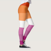 Lesbisch Orange Pink Fuchsia Weiß gestreifte LGBT Leggings (Rechts)