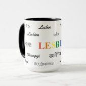 Lesbisch - Viele Sprachen; alle Lieben Tasse (Vorderseite Links)