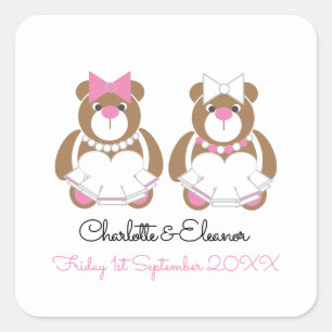 Lesbisch Wedding Teddy Bar Brides Geschenk oder Ga Quadratischer Aufkleber