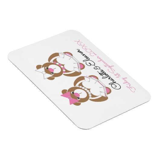 Lesbisch Wedding Teddy Bar Brides Geschenk oder Gu Magnet (Rechte Seite)