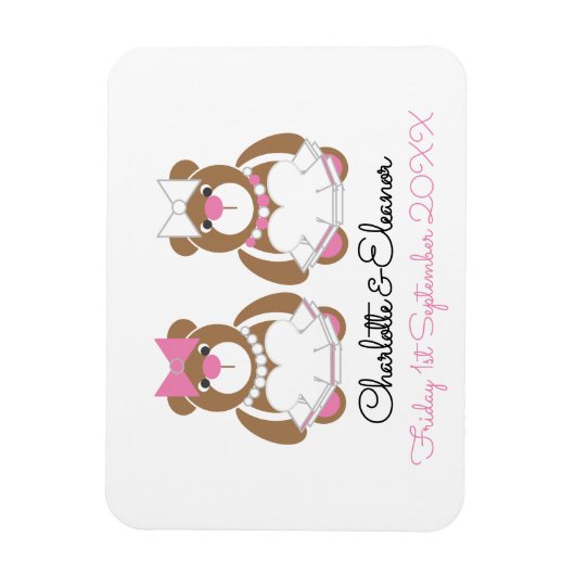 Lesbisch Wedding Teddy Bar Brides Geschenk oder Gu Magnet (Vertikal)