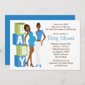 Lesbische Babydusche Einladung für Junge (Vorne/Hinten)