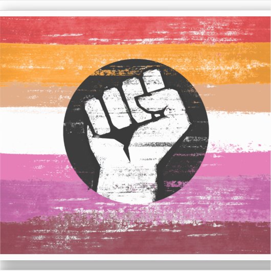 Lesbische bemalte Protestflagge Aufkleber (Vorderseite)