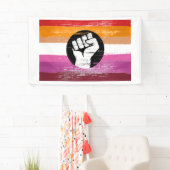 Lesbische bemalte Protestflagge Banner (Insitu)