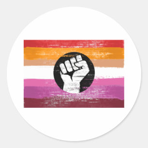 Lesbische bemalte Protestflagge Runder Aufkleber