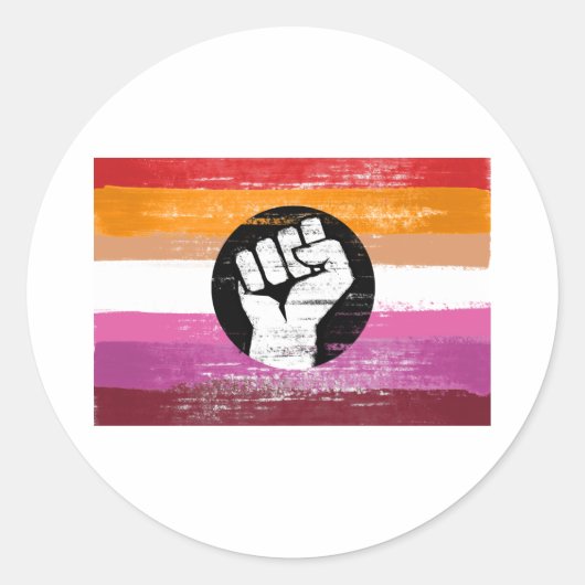 Lesbische bemalte Protestflagge Runder Aufkleber (Vorderseite)