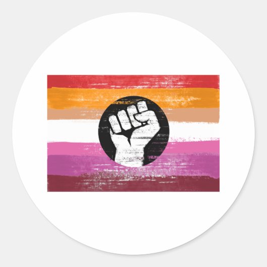Lesbische bemalte Protestflagge Runder Aufkleber (Vorderseite)