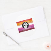 Lesbische bemalte Protestflagge Runder Aufkleber (Umschlag)
