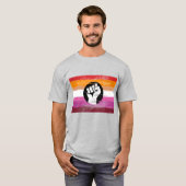Lesbische bemalte Protestflagge T-Shirt (Vorne ganz)
