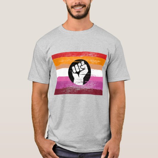 Lesbische bemalte Protestflagge T-Shirt (Vorderseite)